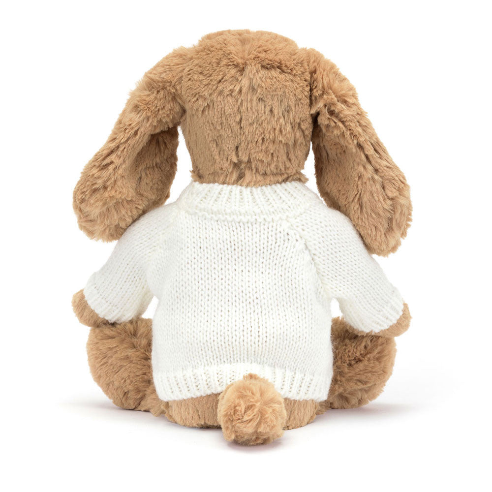 Bashful Toffee Puppy with Personalized Cream Jumper | Jellycat