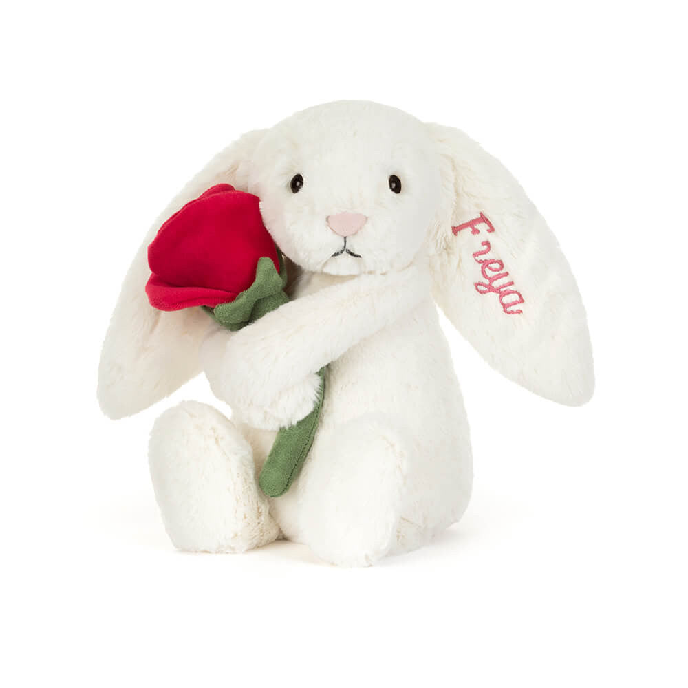 Personalized Cream Bunny with Rose | Jellycat