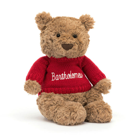 Bartholomew Bear with Personalized Red Jumper | Jellycat