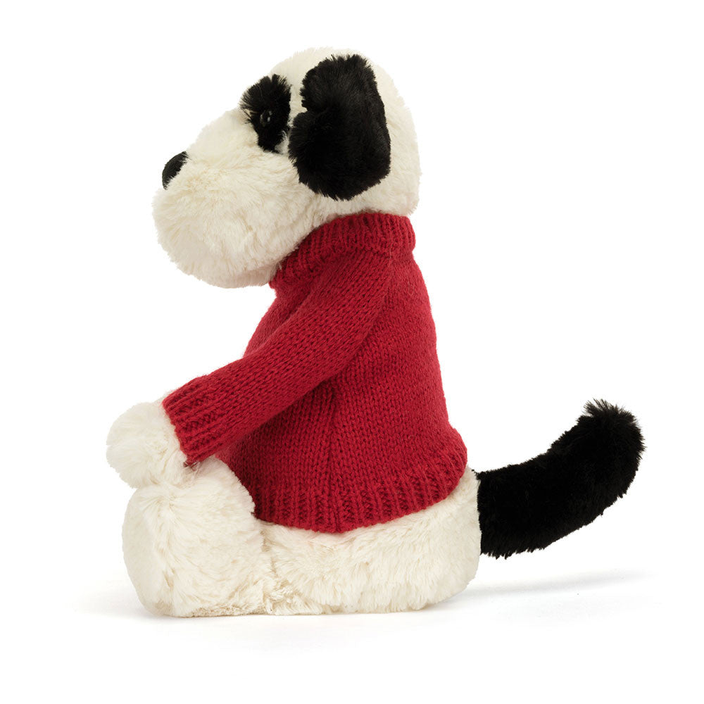 Bashful Black & Cream Puppy with Personalized Red Jumper | Jellycat