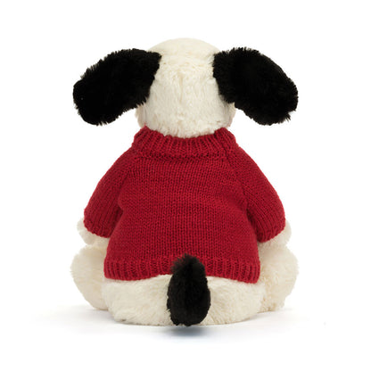 Bashful Black & Cream Puppy with Personalized Red Jumper | Jellycat