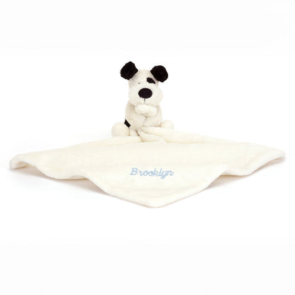 Personalized Bashful Black & Cream Puppy Soother | Jellycat