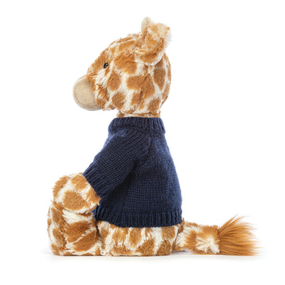 Bashful Giraffe with Personalized Navy Jumper | Jellycat