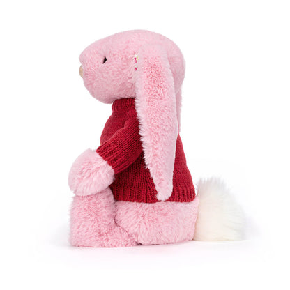 Blushkin Blossom Luxe Bunny with Personalized Red Jumper | Jellycat