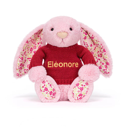 Blushkin Blossom Luxe Bunny with Personalized Red Jumper | Jellycat