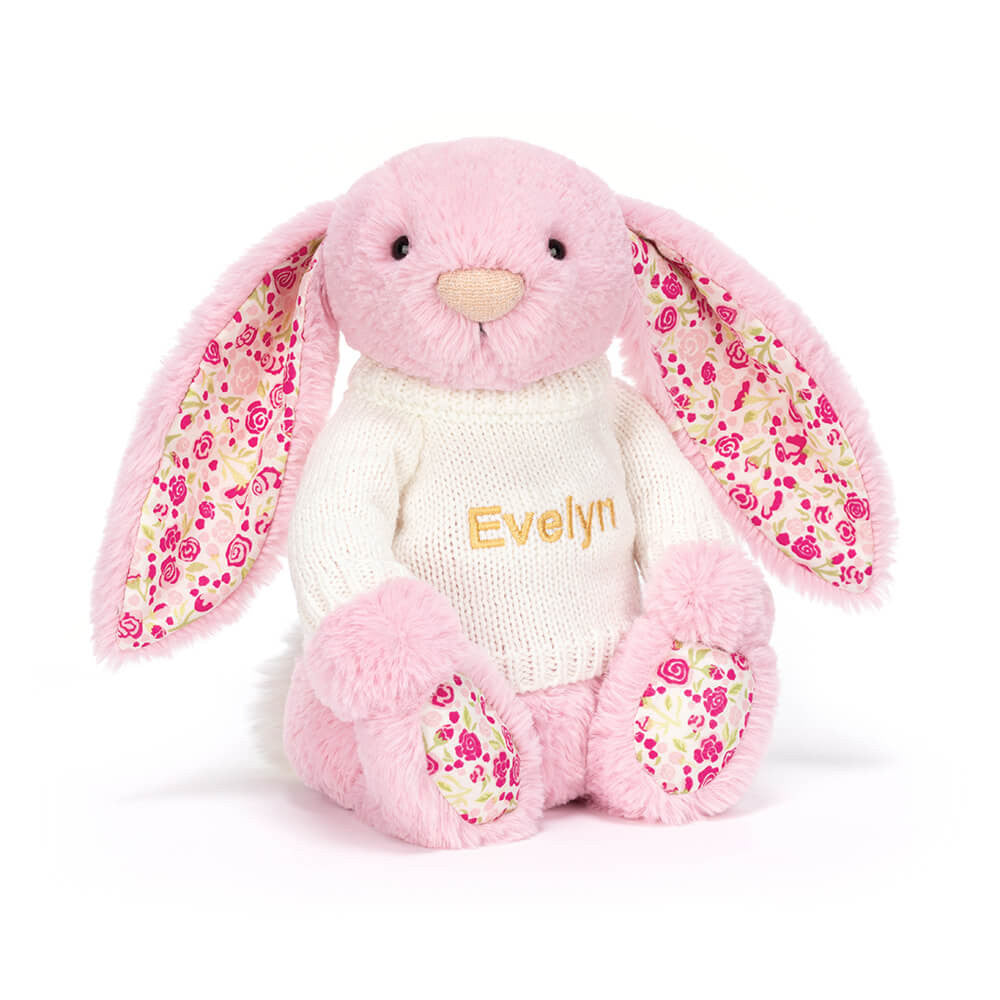 Blushkin Blossom Luxe Bunny with Personalized Cream Jumper | Jellycat