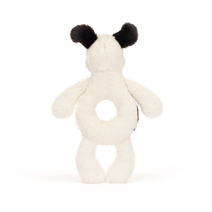 Bashful Black & Cream Puppy Ring Rattle | Jellycat