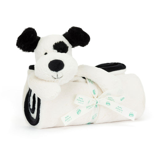 Bashful Black & Cream Puppy Blankie | Jellycat