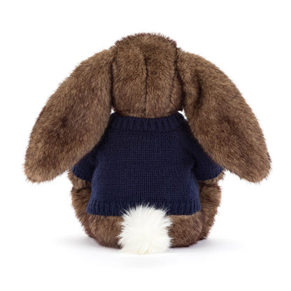 Hoppleston Luxe Bunny with Personalized Navy Jumper | Jellycat