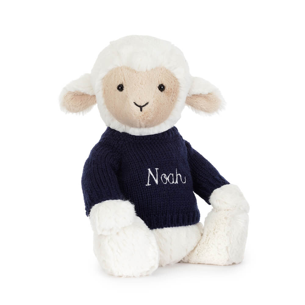 Skipson Lamb with Personalized Navy Jumper | Jellycat