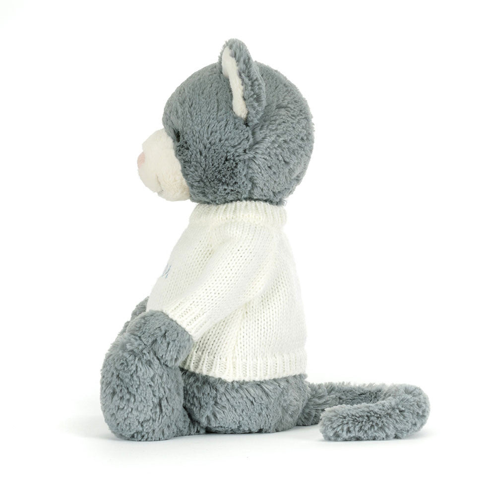 Bashful Kitten with Personalized Cream Jumper | Jellycat