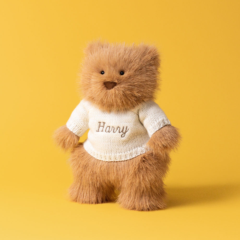 Bartholomew Bear Bouffant with Personalized Cream Jumper | Jellycat