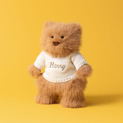 Bartholomew Bear Bouffant with Personalized Cream Jumper | Jellycat