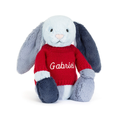 Puddlesea Bunny with Personalized Red Jumper | Jellycat