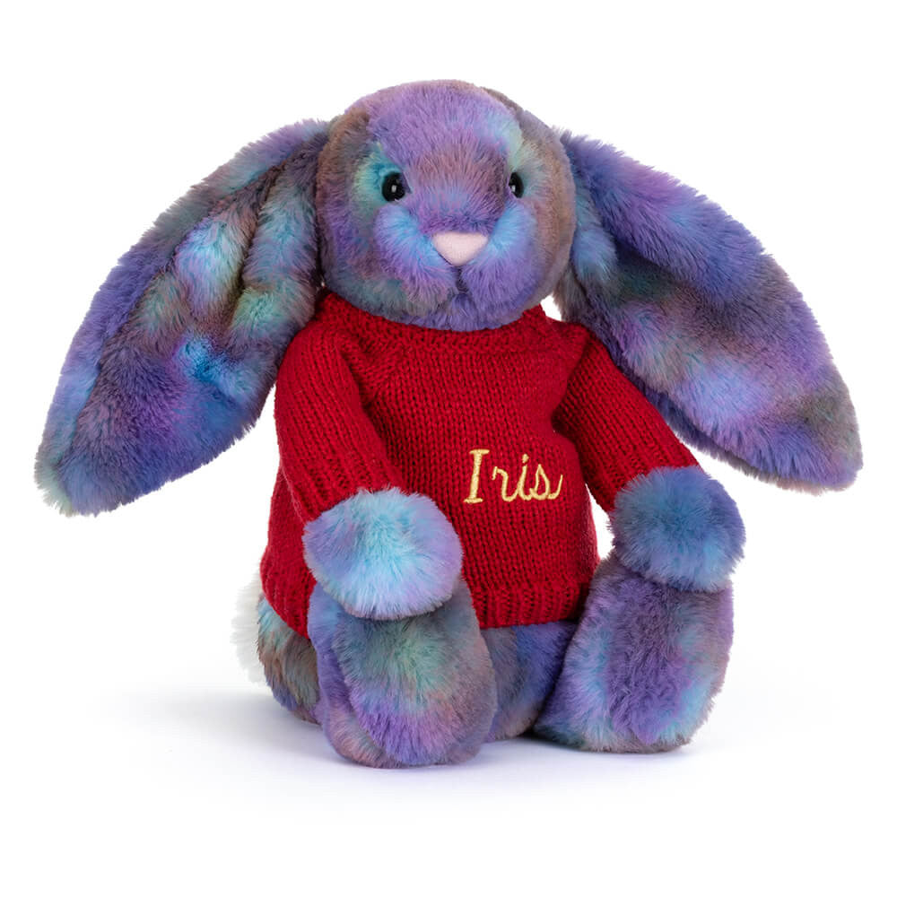Zodihop Luxe Bunny with Personalized Red Jumper | Jellycat