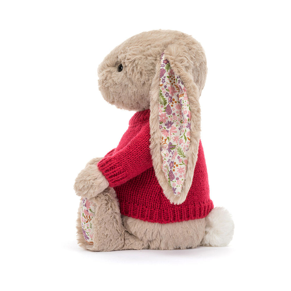Blossom Beige Bunny 'Petal' with Personalized Red Jumper | Jellycat