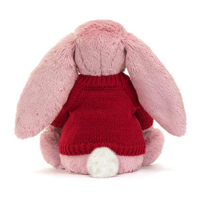 Bashful Tulip Pink Bunny with Personalized Red Jumper | Jellycat