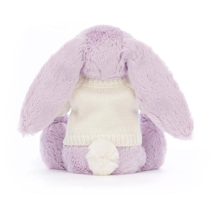 Bashful Lilac Bunny with Personalized Cream Jumper | Jellycat
